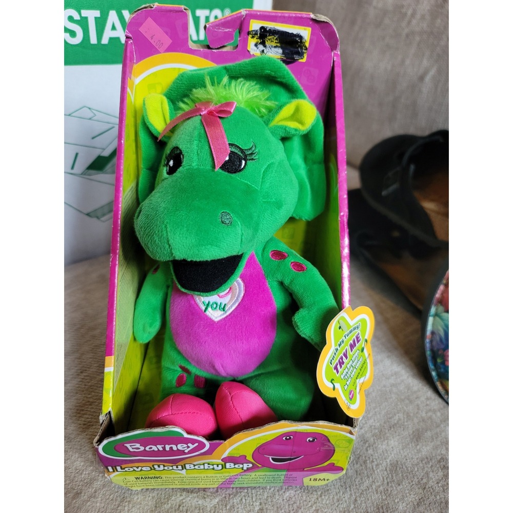 Barney I Love You Baby Bop Green Plush Singing Toy Doll in Box 10‎ Inches
